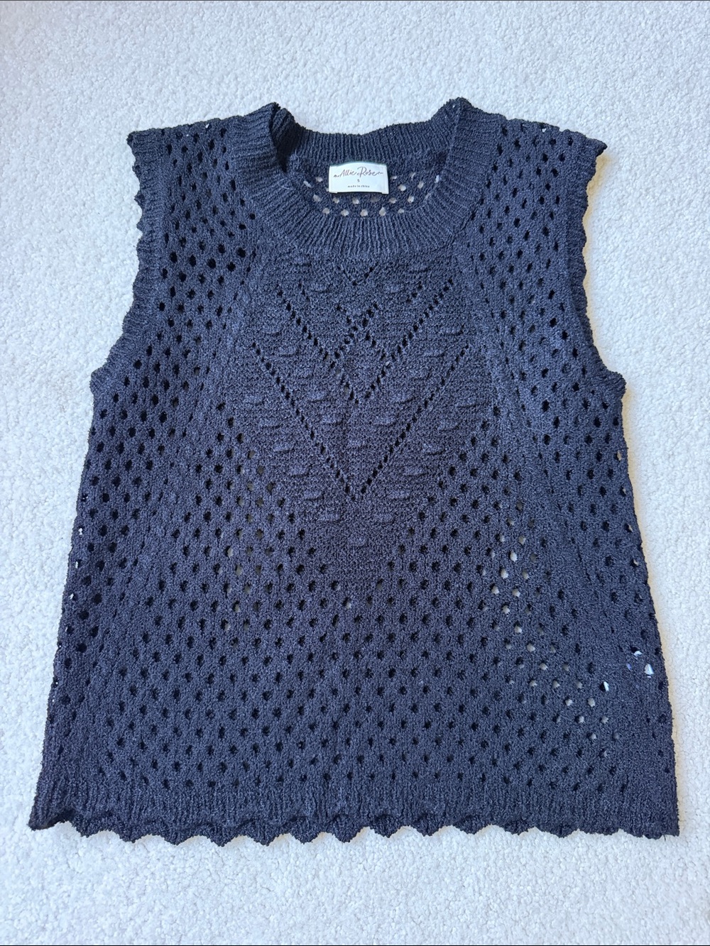 NWOT- Black open knit sweater shell